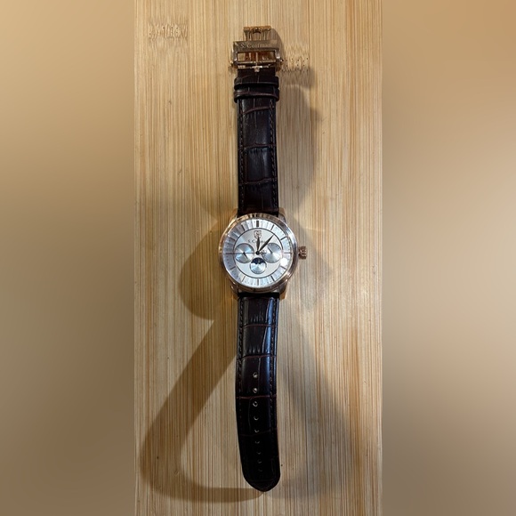 S Coifman Watch With 43mm Silver MoonPhase Chronograph Face & Brown Leather Band - Picture 2 of 5